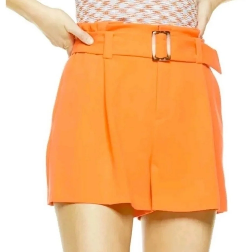 Nine West linen blend pleated high waisted paperbag shorts